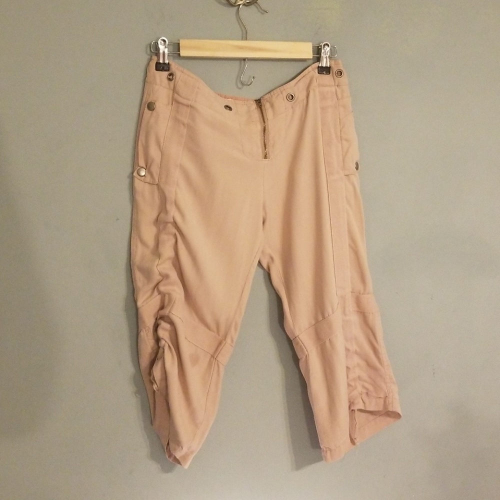 Uo worldwide 100% silk cropped joggers